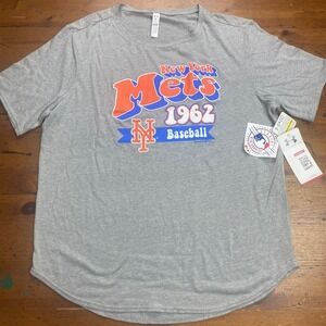Under Armour New York NY Mets 1962 Baseball MLB Graphic T-Shirt Gray Womens XL‎